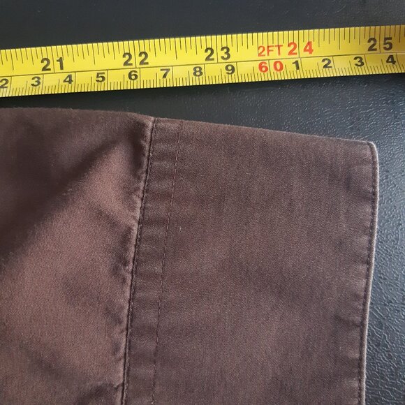 Perry Ellis SZ M Chocolate Brown Cotton Men's LS Cargo Shirt - Picture 13 of 15